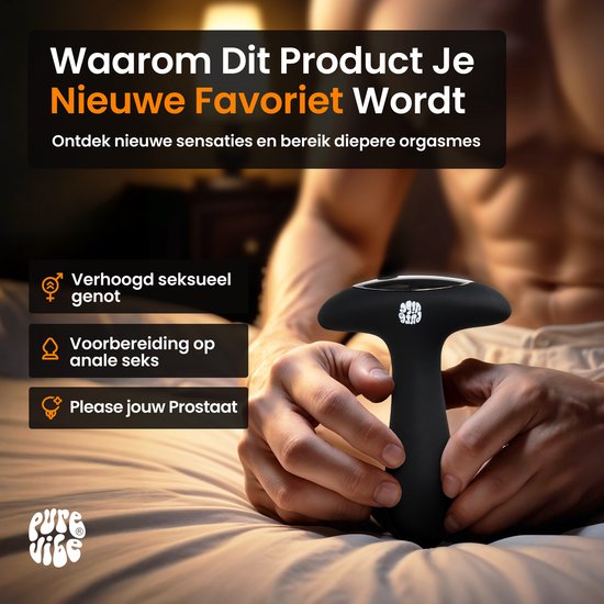 PureVibe® Yippie Plug Buttplug voor Mannen & Vrouwen – Prostaat Vibrator – Anaal Dildo – Sex Toy - Stimulator voor koppels – Zwart