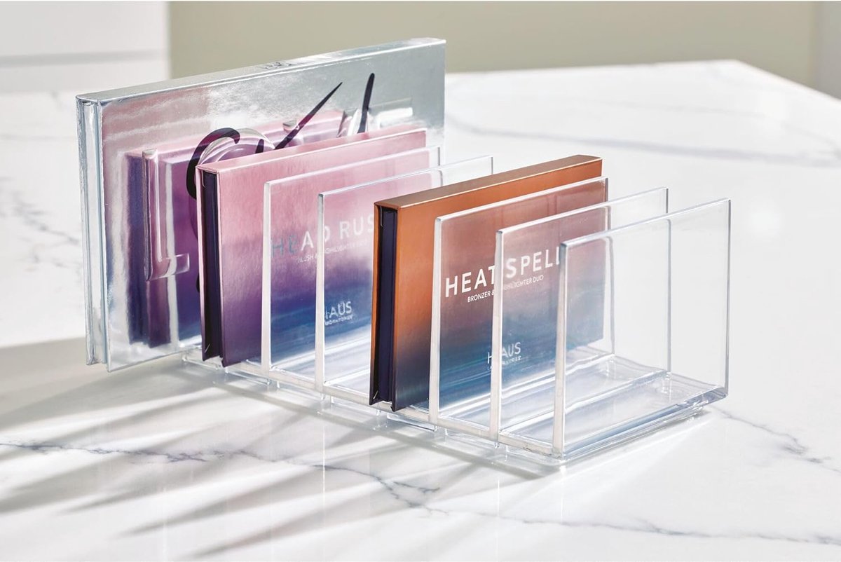 Goedkoopste 7-vaks make-up organizer van helder/mat wit kunststof - Cosmetisch opbergsysteem voor make-up