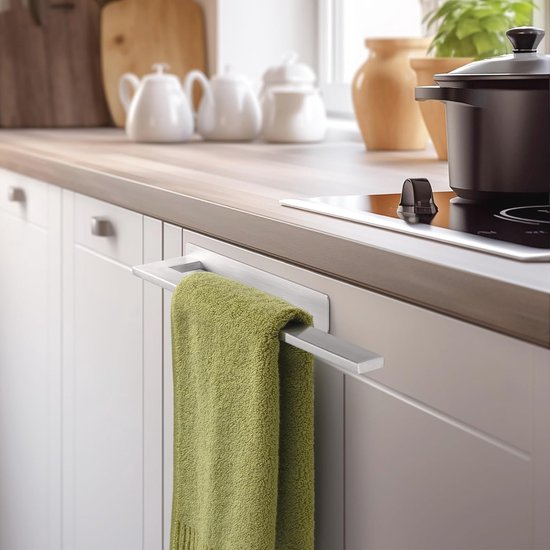 Handdoekhouder zonder boren - Zelfklevende Handdoekstang van Roestvrij Staal voor Badkamer - Modern en Ruimtebesparend Ontwerp — afbeelding 5