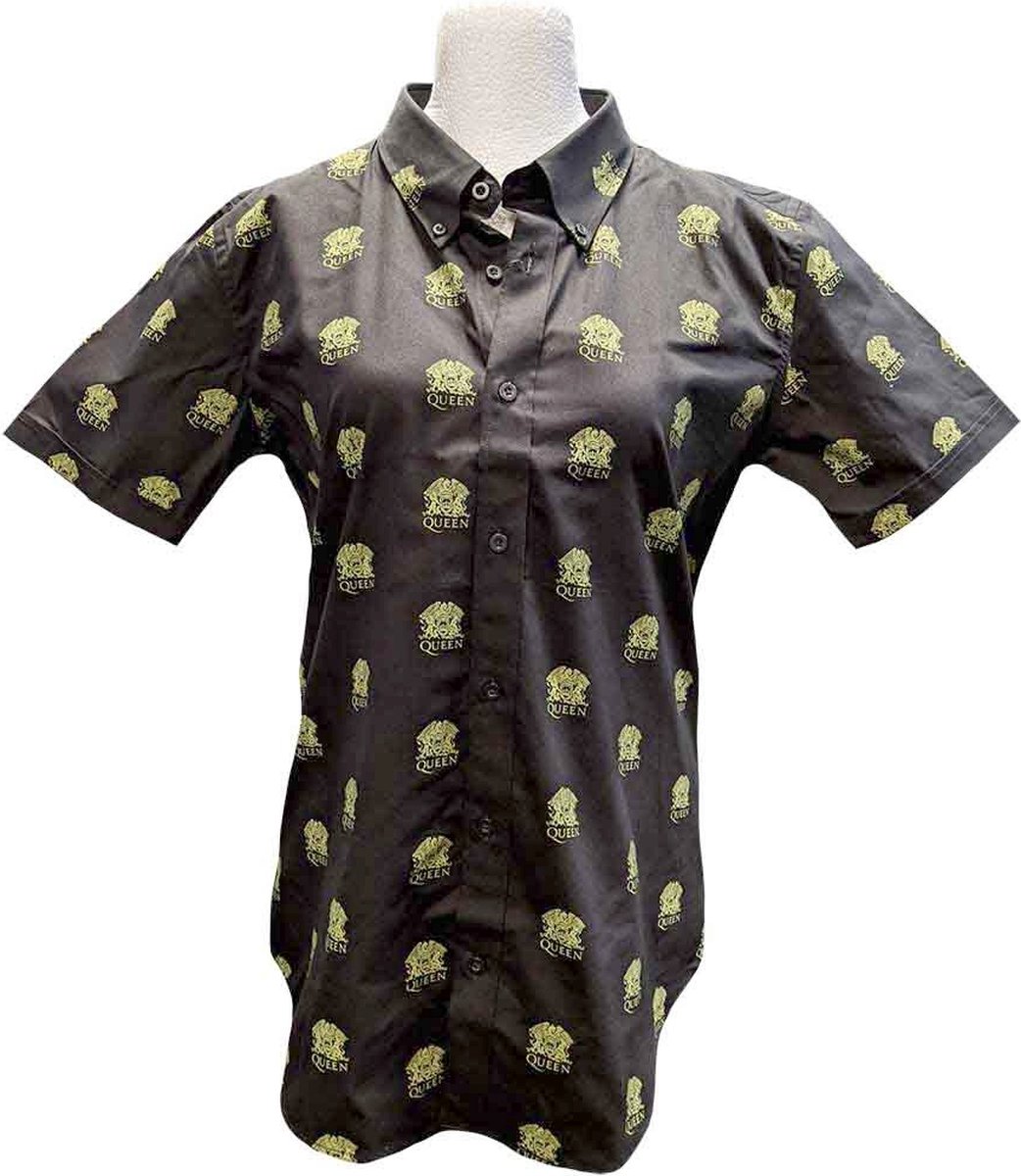 Queen - Crest Pattern Shirt - M - Zwart