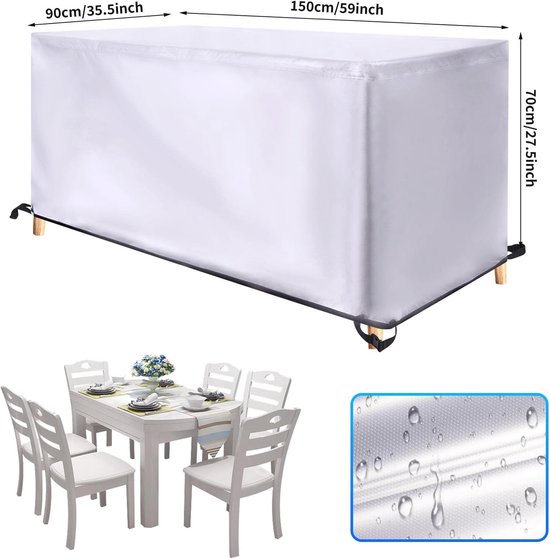 Leju Art Tuinmeubelafdekking, 280 x 160 x 75 cm, waterdichte beschermhoes, 420D heavy duty, winddicht, waterdichte tuinmeubelafdekkingen voor tuinmeubelen, sets, tafels en stoelen, grijs