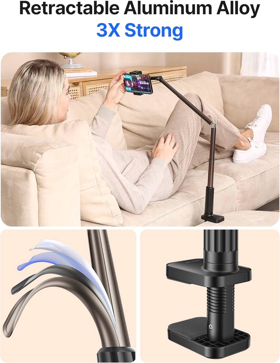 Mobiele Telefoon Stand, Nek Mobiele Telefoon Houder, Flexibele Lange Arm Zwanenhals Telefoon Houder Voor Bed 360 Rotatie Telefoon Mount Universeel