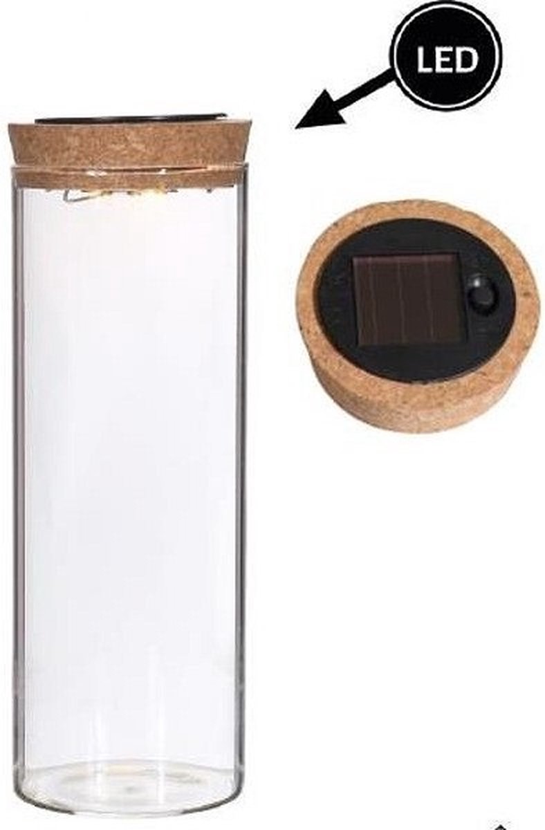 Goedkoopste Reageerbuisje Ø80 h 230 mm met licht zonnepaneel kurk - 1 stuk