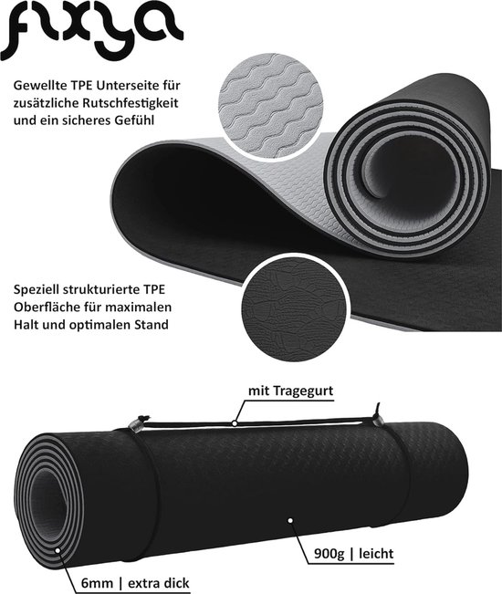 TPE Sportmat 183x61 cm - Antislip Yoga- en Fitnessmat met Draagriem — afbeelding 3