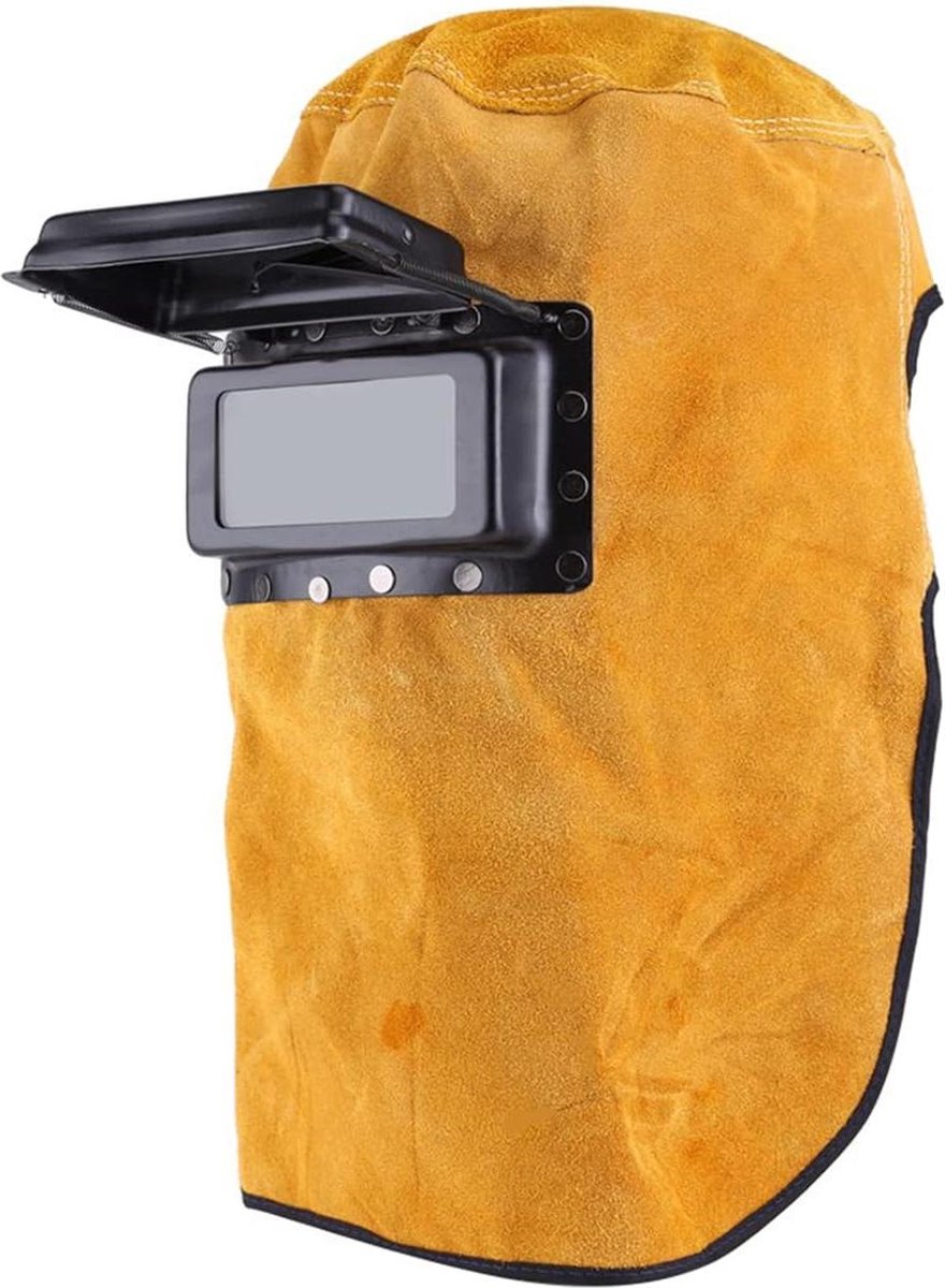 Rundleer leren lashelm - beschermend masker met lens - ademend lashelm-masker van leer - zonnescherm auto-darkening filter lens Laskap