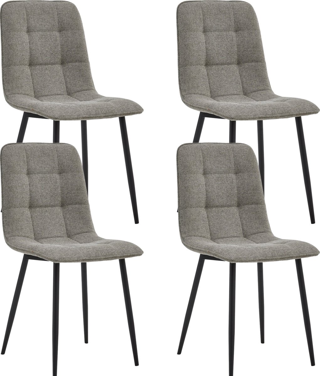 Colenis - Ela Eetkamerstoel - Set Van 4 - Donkerbeige - Linnen - Design
