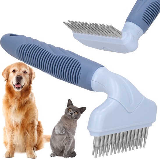 Brosse à épingles Springos | Brosse pour chien | Brosse pour chat | 14,5 cm | Bleu