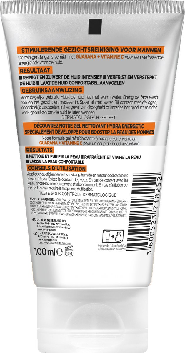 L’Oréal Paris Men Expert Hydra Energetic Gezichtsreiniger - 3 x 100 ml - Voordeelverpakking - Geeft je huid een energieboost thumbnail 2