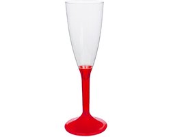 Champagneglas op losse rode voet 120ml herbruikbaar (20 stuks) USE & REUSE