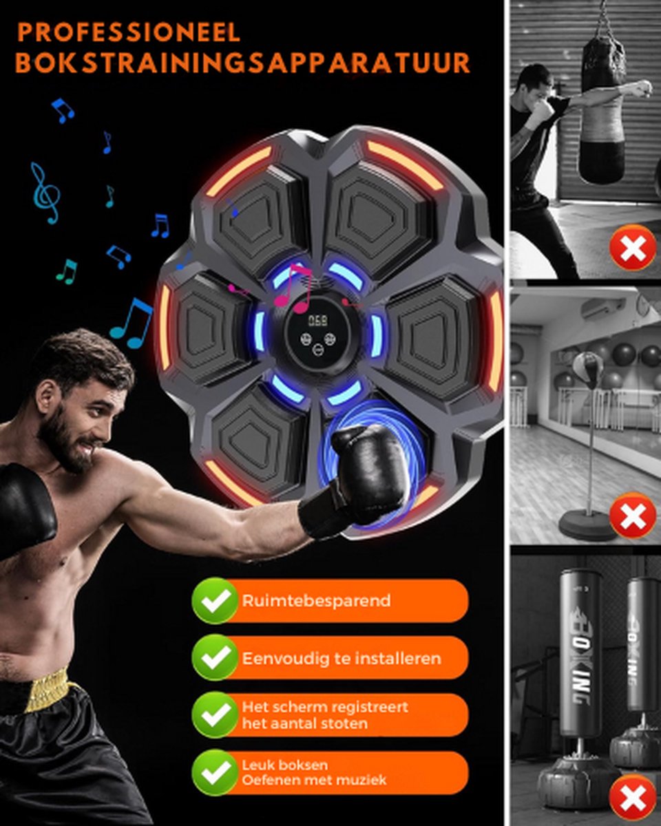 Music Boxing Machine, Bluetooth, Intelligent Boxing Machine for Wall Mounting, Boxing Training Devices with Boxing Gloves for Kids, Adults, Home Training, Gym