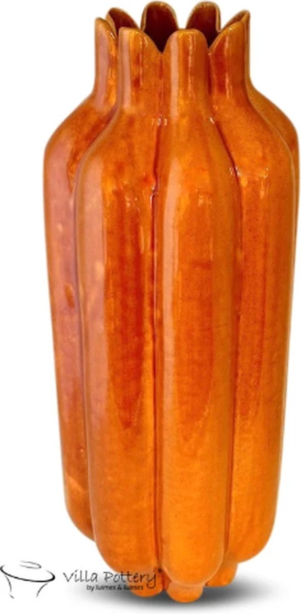 Irishflowers Vaas - Villa Pottery - Decoratie - Woondecoratie - Keramiek - Flowerpower 2_2 Orange reactive Oranje