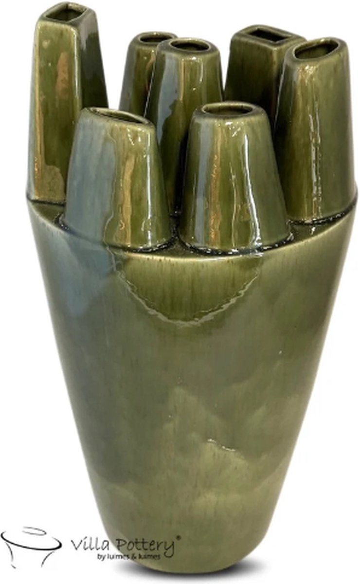 Irishflowers Vaas - Villa Pottery - Decoratie - Woondecoratie - Keramiek - Flowerpower 3_3 Green Reactive Groen