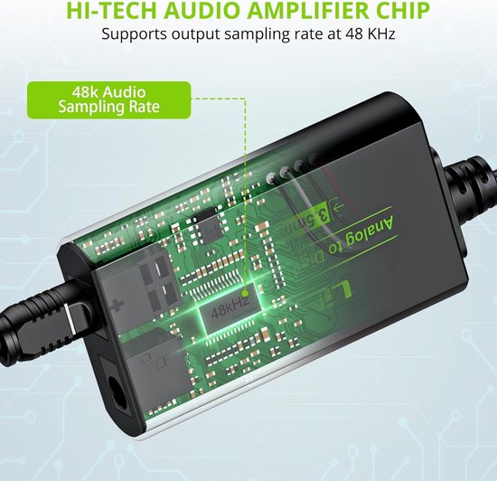 NÖRDIC Converter Analoog naar Digitaal - 3.5mm jack naar Toslink - Geschikt voor Laptop, PC, Smartphone, Tablet & Soundbar — afbeelding 2