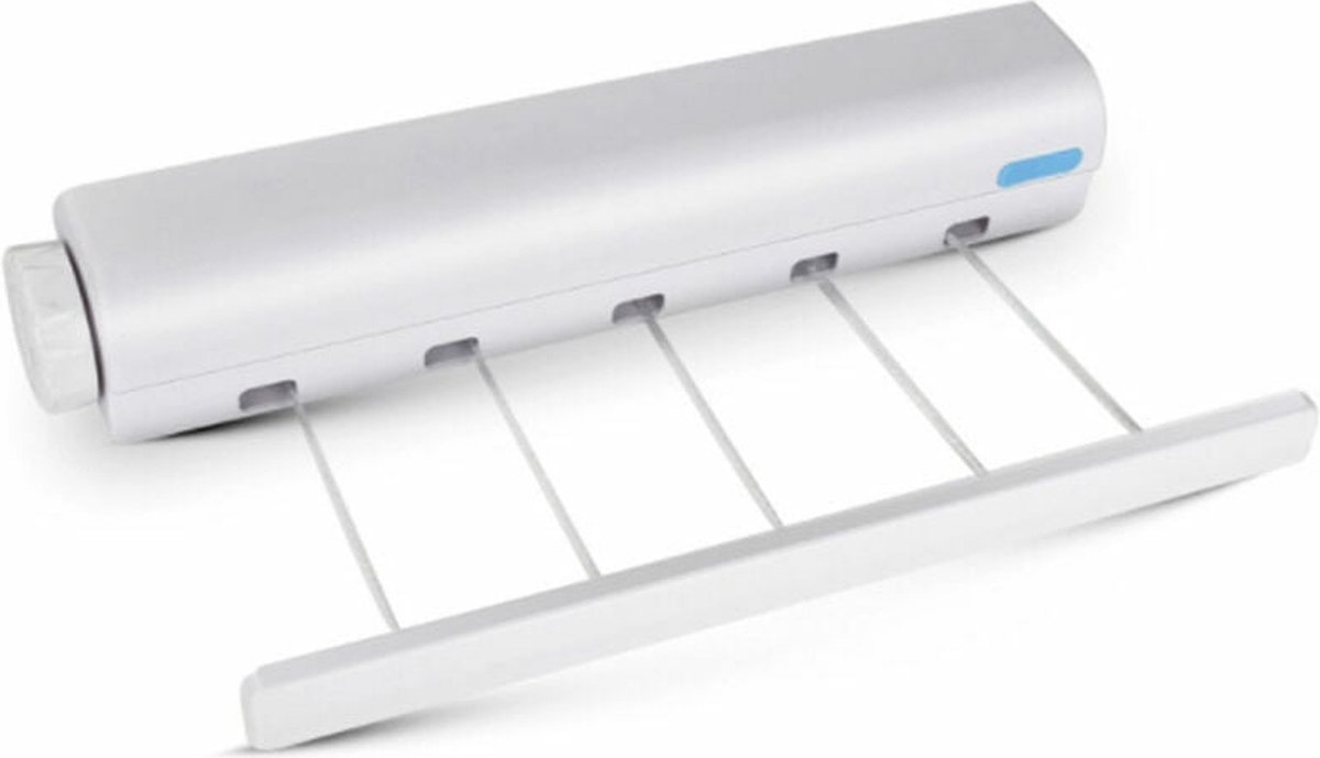 Goedkoopste Wanddroogrek - 3.75m drooglengte - wit - plastic - met vijf touwen - ophangbaar - voor binnen en buiten