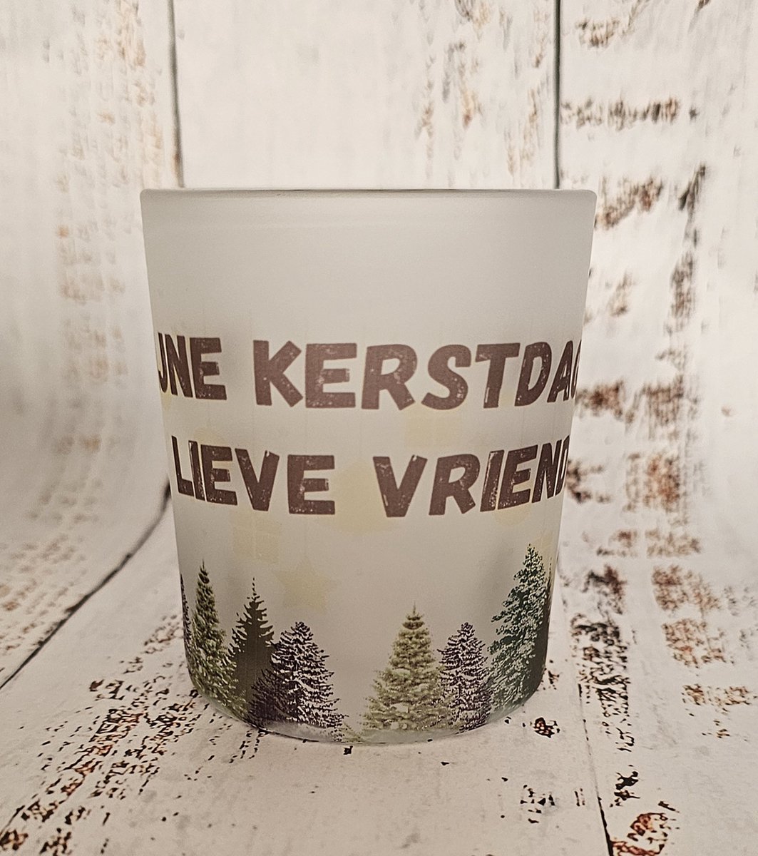 Kerst waxinelicht houder - fijne kerst - vriendin - theelicht houder - kerstcadeau