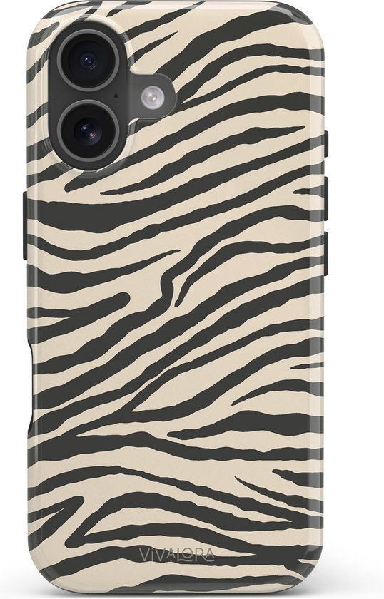 Coque de téléphone avec imprimé zèbre noir et blanc.