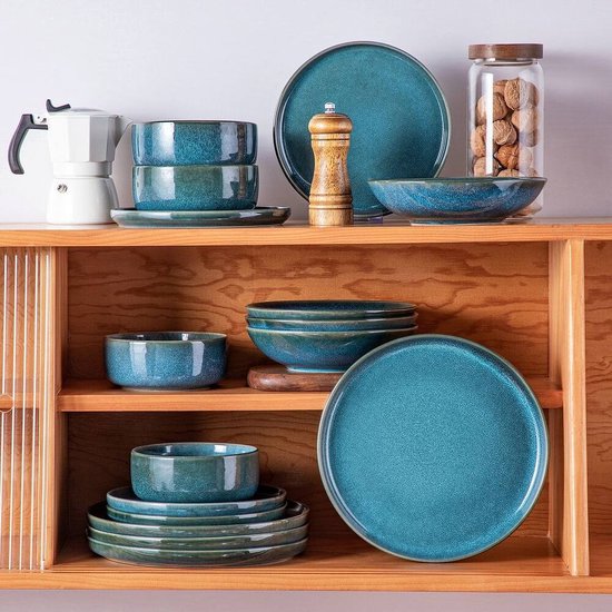 MALACASA Dinerset voor 6, 18-delig porseleinen servies - borden, kommen, saladeborden, ontbijtgranen - White Leah-serie