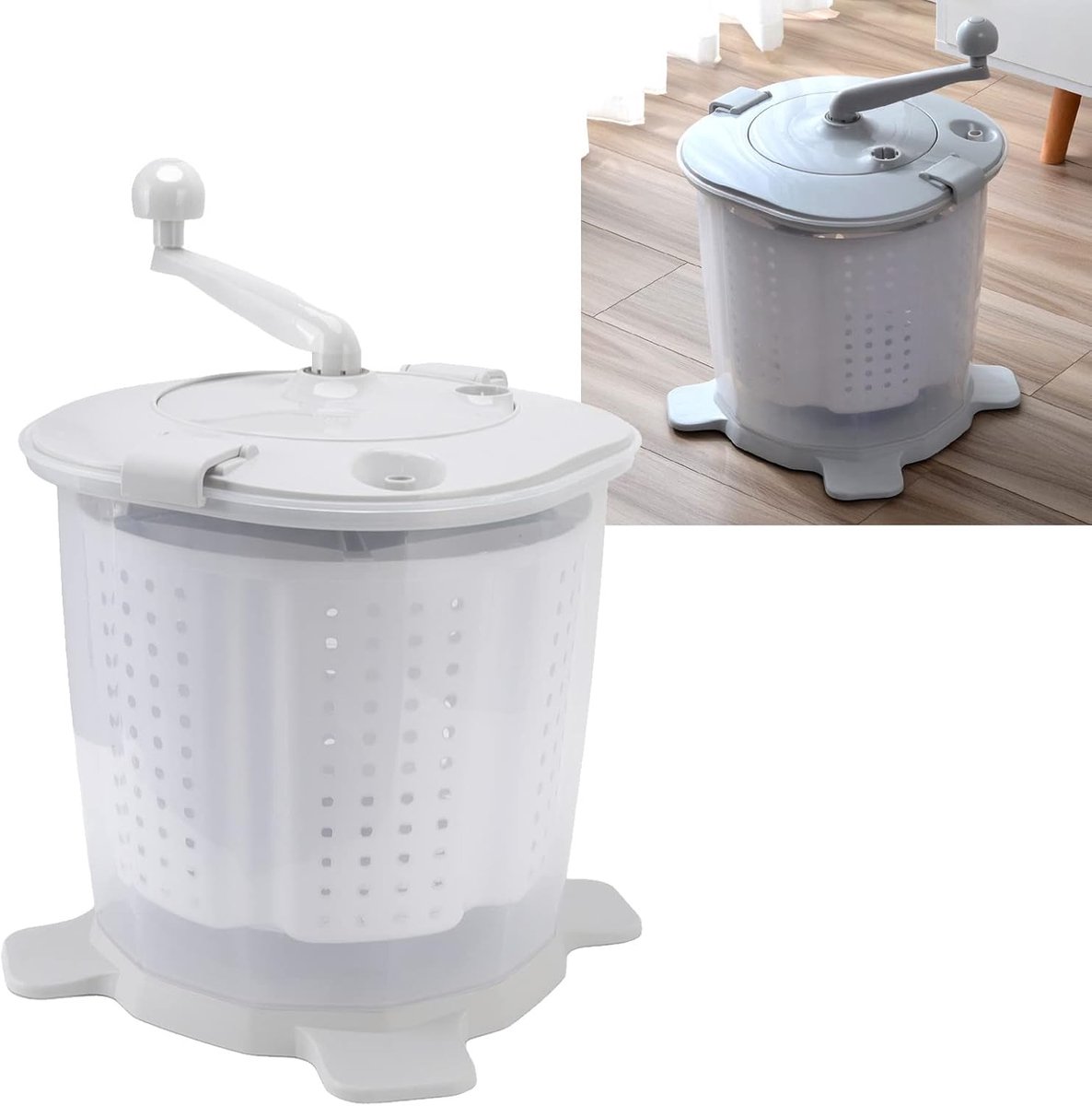 Handwasmachine Draagbare Wasmachine Snel Wassen Met Afneembare Mand 40 x 37 x 35 cm Scandinavisch Grijs