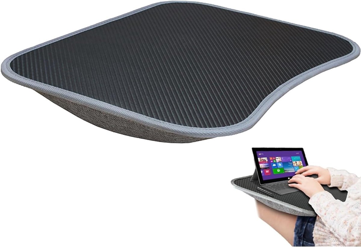 Laptop Werkblad - Draagbare Tafel - Comfortabel Werken - Opbergvak - 39x29cm - Grijs