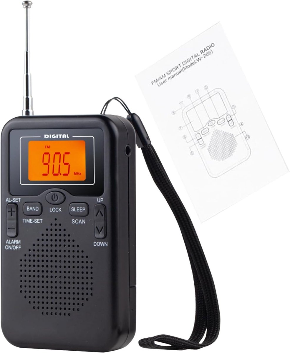 Draagbare Radio - AM FM Ontvanger - Muziek Luisteren - Lange Bereik Ontvangst - Compact Formaat - Zwart