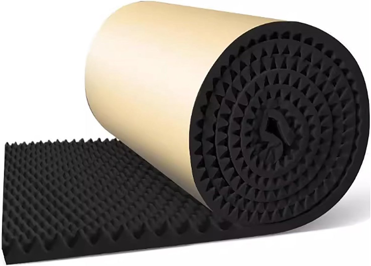 Geluidsisolatie Panelen - Akoestisch Schuim - Geluidsverbetering Studio - Zelfklevend 3D Golf - 20mm Dikte 10m - Zwart