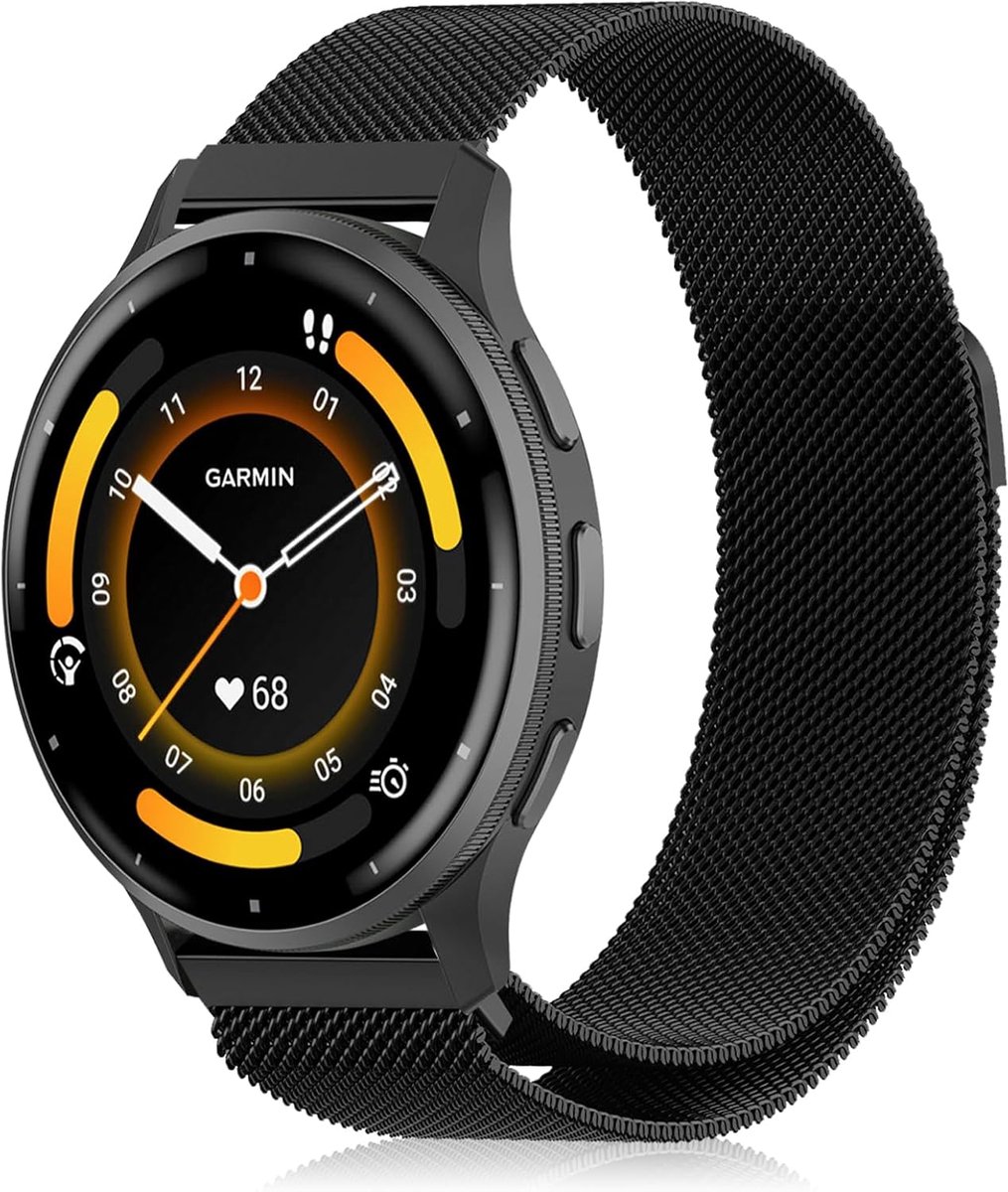 Metalen Horlogeband - Mesh Armband - Dagelijks Gebruik - Magnetische Sluiting - 22mm Breedte - Zwart