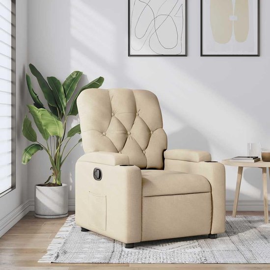 Verstelbare Fauteuil - Comfortabele Stoel - Ontspannen Zitten - Handmatige Verstelling - 86x74x93 cm - Crèmekleurig — afbeelding 2