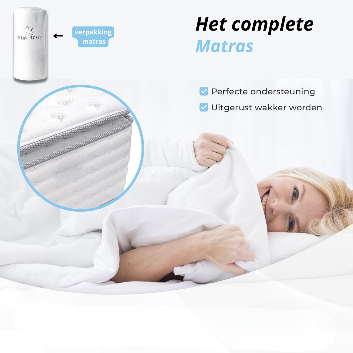 Maan matras Boxspring 140x200 met Opbergruimte - Off-white - afbeelding 3