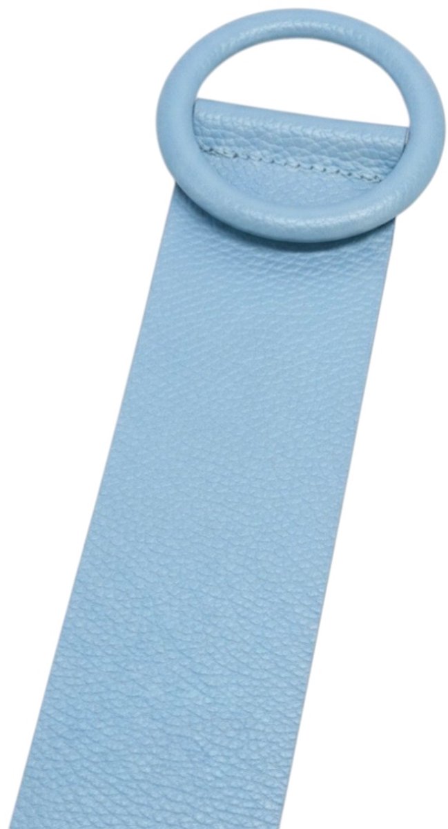 Babyblauwe Brede Leren Riem Ronde Gesp - Taille Riem - Leer Leder - Brede Dames Riemen Ceinturen - Babyblauw -Lichtblauw