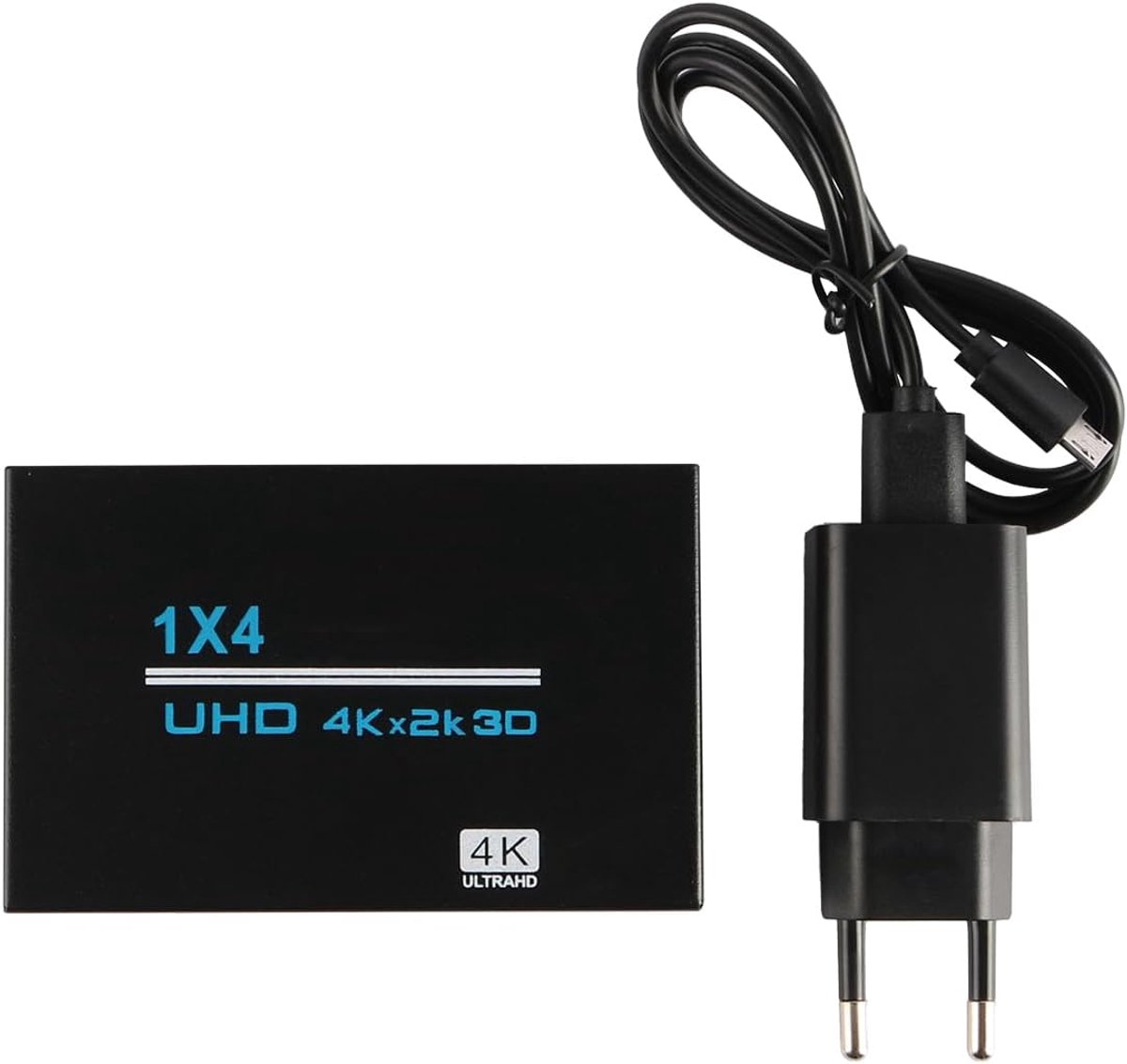 HDMI Splitter - 4K Verdeeler - Meerdere Schermen - 1 In 4 Uit - 10x10x5 cm - Zwart