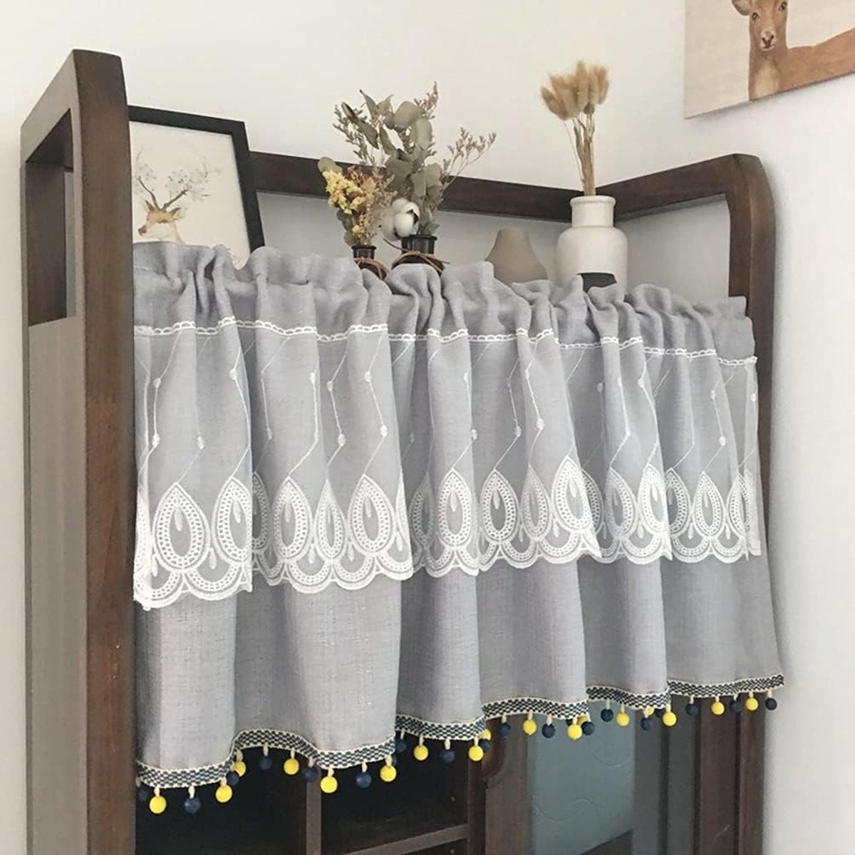 Korte Keukengordijnen - Valletjes Raambekleding - Privacy en Licht - Handgemaakt Geborduur