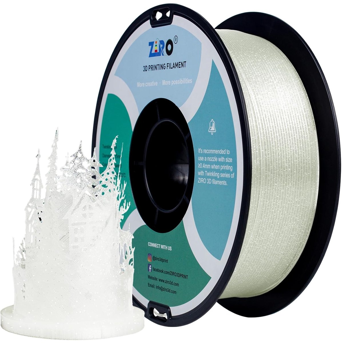 Glitter PLA Filament - 3D Print Materiaal - Modelbouw - Hoge Nauwkeurigheid - 1.75mm 1KG - Transparant Glitters