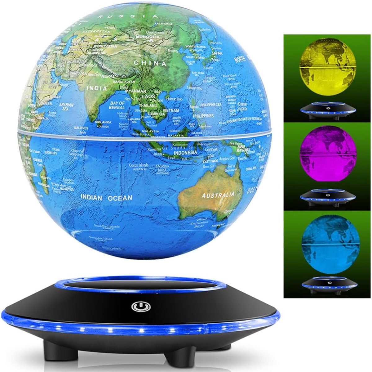 Zwevende Wereldbol - Globelamp Roterend - Bureau Decoratie - Magnetische Levitatie - 15 cm Diameter - 7 Kleuren Wisselend