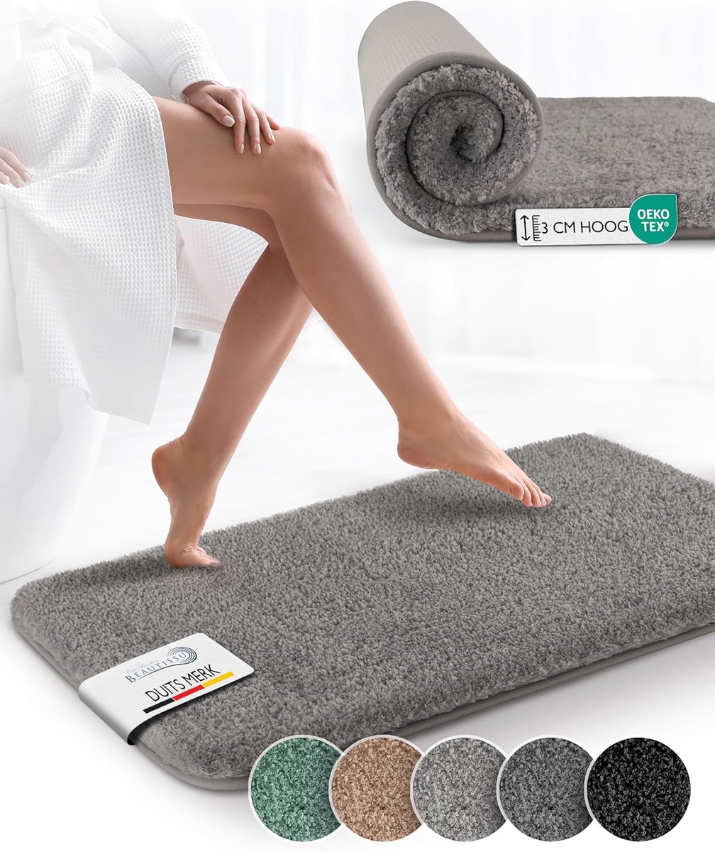 Badmat Antislip - Hoogpolig Tapijt - Ontspannen Sfeer - Geschikt voor Vloerverwarming - 80