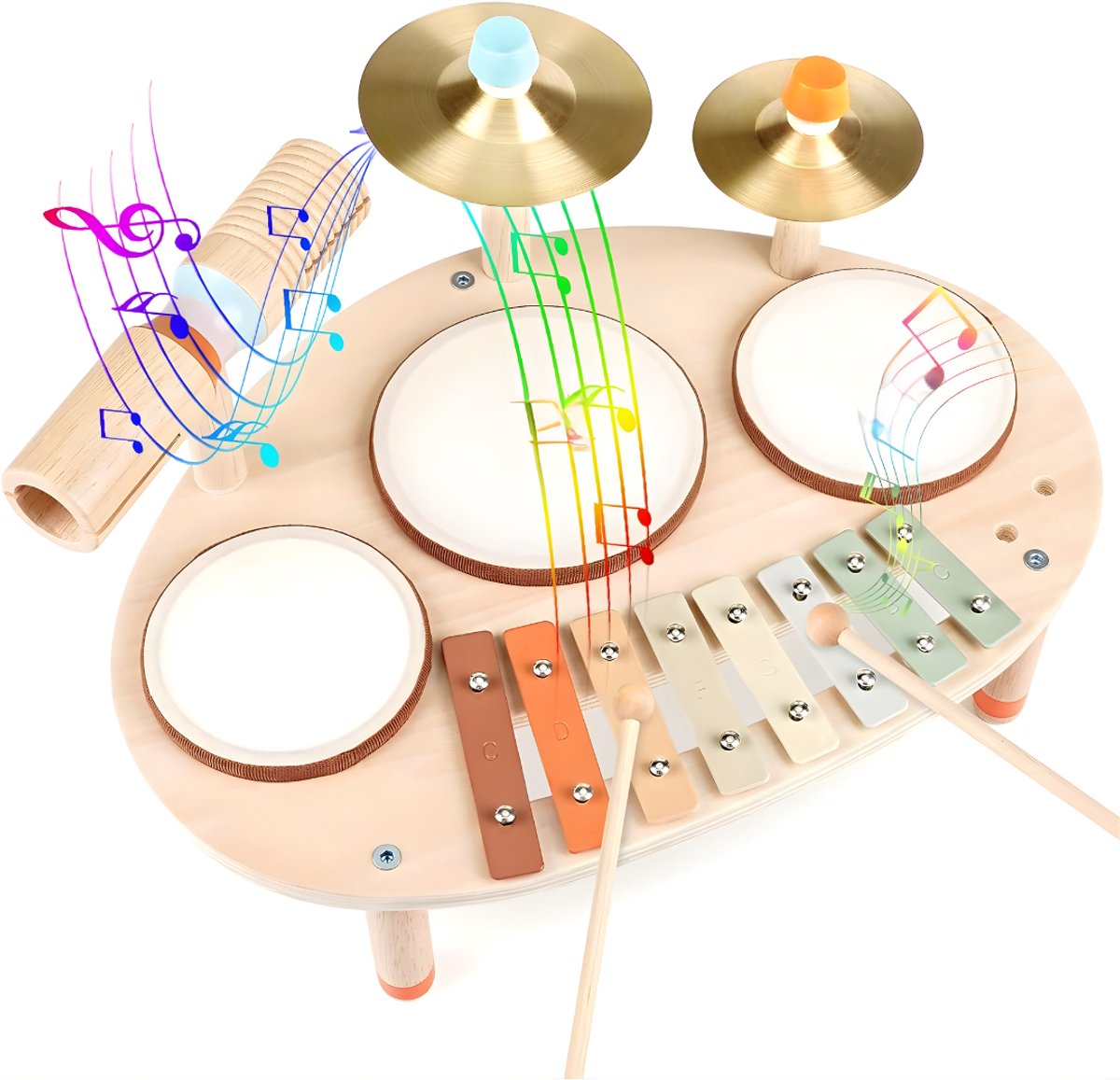 DnA® Drumstel Voor Kinderen - Drumstel - Kinder Drumstel - Lichtbruin - Bruin - 16cm x 4cm x 22cm