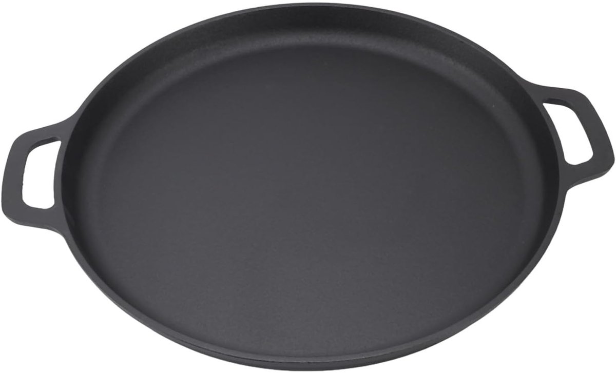 Gietijzeren Koekenpan - Pannenkoek Pan - Ontbijt Bakken - Gelijkmatige Warmte - 35 cm Diameter - Zwart