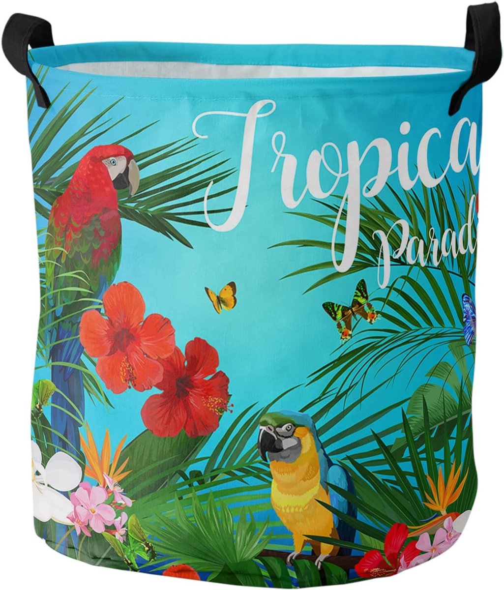 Wasmand Tropisch - Wasserij Opberger - Kamer Decor - Staat Netjes - 40 x 50 cm - Kleurrijk