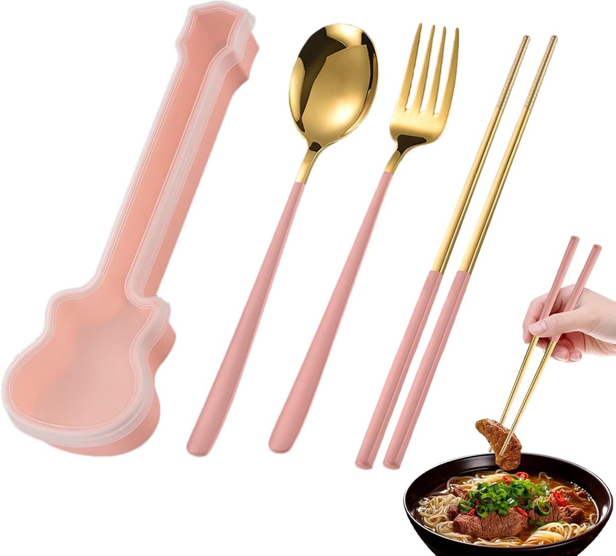 Keukengerei Set - Bestek Set - Diner en Feesten - Compact Ruimtebesparend - Roze