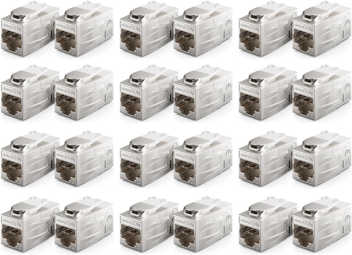 Netwerk Koppeling - RJ45 Connector - Netwerk Verlengen - Metalen Behuizing - 24 Stuks - Zilver