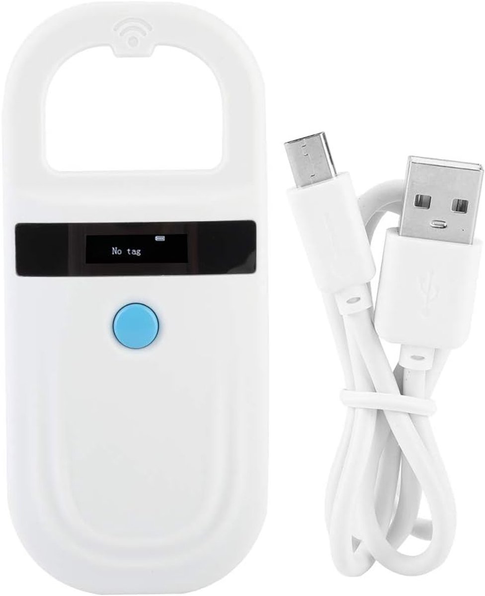 Huisdier ID Scanner - Chip Lezer - Dieren Identificatie - Oplaadbaar USB - 13.5 x 6 cm - Wit