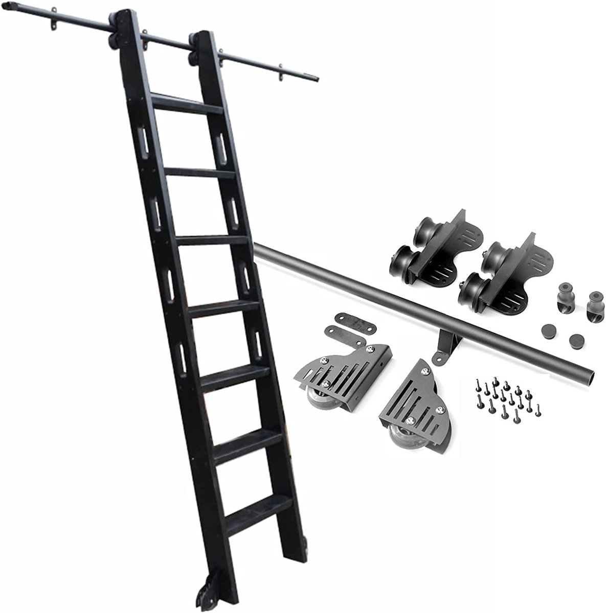 Schuifladder Hangrail - Mobiele Rail - Bibliotheek Ladder - Complete Hardware Set - 3.3 Meter
