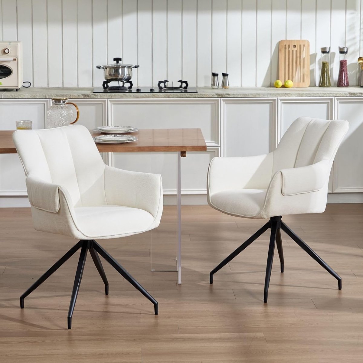 Eetkamerstoelen Set - Gestoffeerde Stoelen - Moderne Woonkamer - 360 Graden Draaibaar - 61
