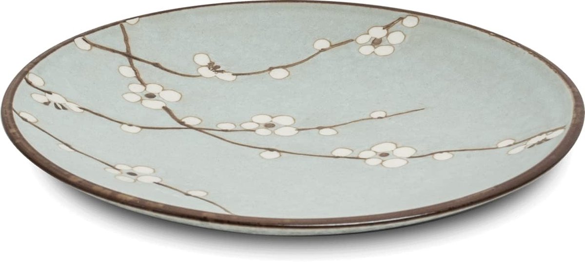 Dinerbord - Serviesbord - Dagelijks Gebruik - Bloemenpatroon - 22 cm - Lichtgroen