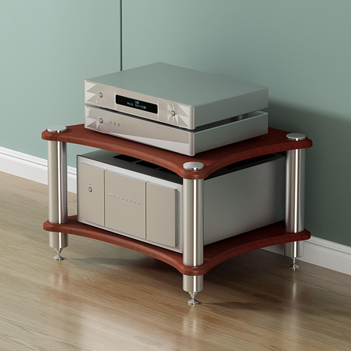 Stereo Kast Media Stand - AV Rack - Home Entertainment - Vier Laags Ontwerp - 60x40cm - Teak