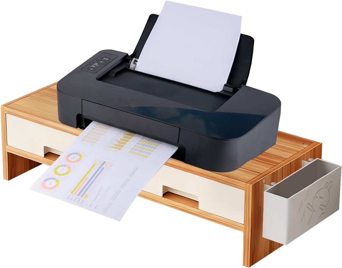 Monitor Verhoger - Bureau Organizer - Werkplek Optimalisatie - Dubbele Lade Opbergruimte - 50x195x135 cm - Zwart