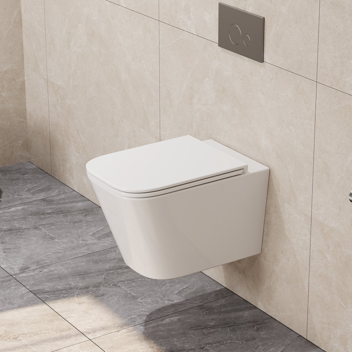 HOROW Wandtoilet - Vierkant - met softclose toiletbril - Frameloos toilet met wervelspoeling