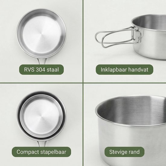 Lomera Camping Pannenset - Camping Pannen - Kampeer Pannenset - Kampeer Pannen - Pannenset Kamperen - Camping Kookset - Kampeer Kookset - Camping Kookgerei - Camping Pan Set - Pannenset Outdoor van Merkloos — afbeelding 5