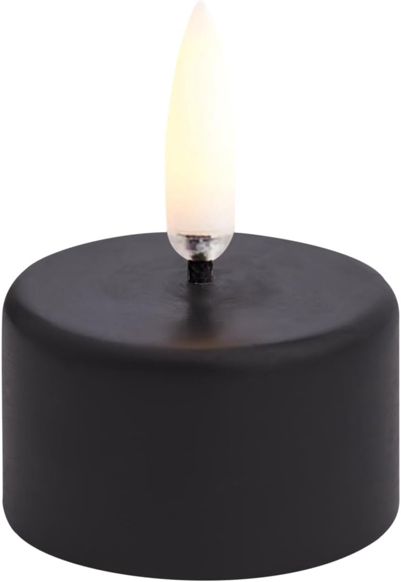 Theelicht - Kleine Kaars - Sfeer Verlichting - Metaal Afwerking - 4cm Diameter - Zwart