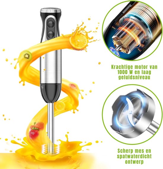 DnA® Staafmixer Set - Staafmixer Met Hakmolen - Hakmolen - Mixer Set - Zwart - 10cm x 10cm x 37cm van Merkloos — afbeelding 5