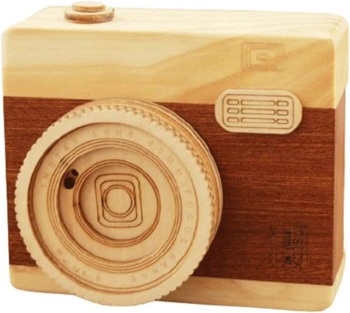Houten Muziekdoos - Decoratief Doosje - Cadeau Geven - Handgemaakt Vakmanschap - 10.5 x 8.2 cm - Houtkleur